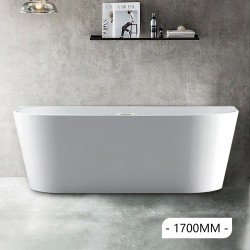 1700x800x580mm Back To Wall Freestanding Acrylic White Bath Tub